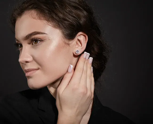 Подарунок для коханої срібні сережки трансформери Круглі фіаніти з основою  зображення 3