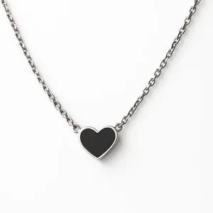 Срібне кольє Сердечко з чорною емаллю   зображення 4