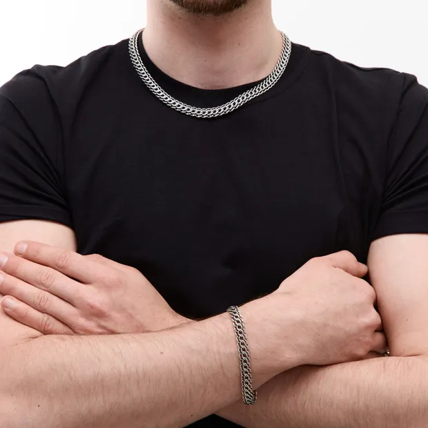 Срібний чоловічий набір Пітон та Сумочка під набір