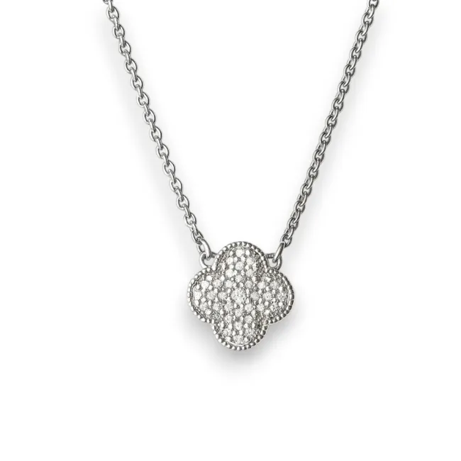 Срібне кольє Конюшина зі вставкою фіаніт  