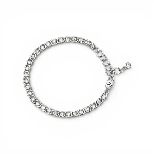 Серебряный браслет Арабский Бисмарк с фианитами 