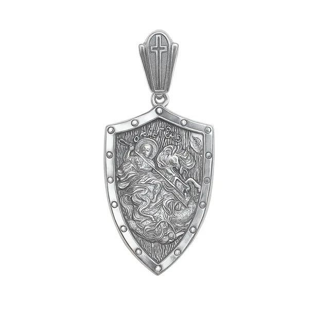 Silver pendant Shield Georgy snake wrangler