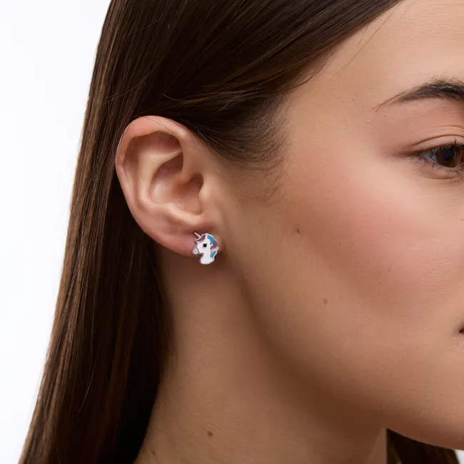 Серебряные серьги Единорог   зображення 3