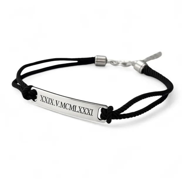 Шовковий браслет зі срібною пластиною