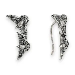 Silver earrings-climbers Pigeons 