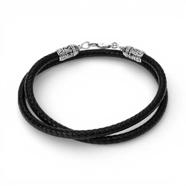 Серебряный шнурокшелковый со вставками/Свобода широкий 