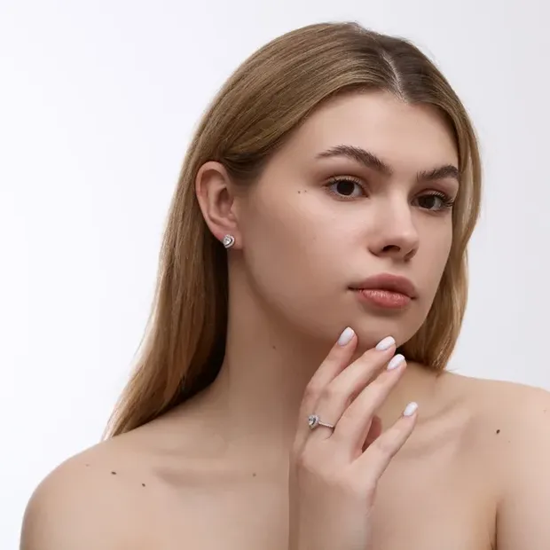 Подарунок для коханої срібний набір Марсель прозорий