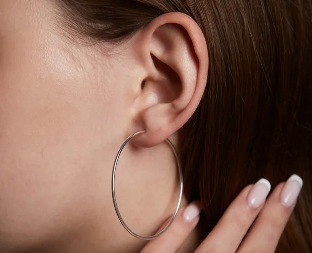 Серебряные серьги конго кольца 