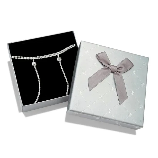 Срібний набір Доріжка з фіанітами та срібляста коробка 