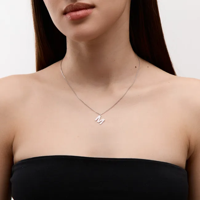 Срібне кольє буква М  зображення 3