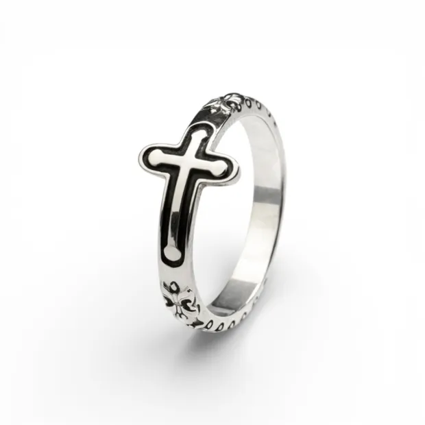 Серебряное кольцо  Вервечка с черной эмалью