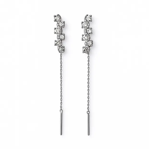 Silver earrings broaches Lily of the valley
