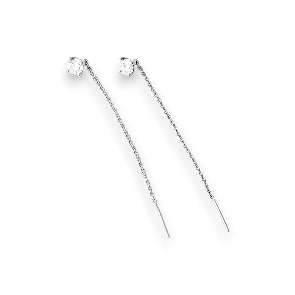 Срібні сережки протяжки з цирконієм Класичні 