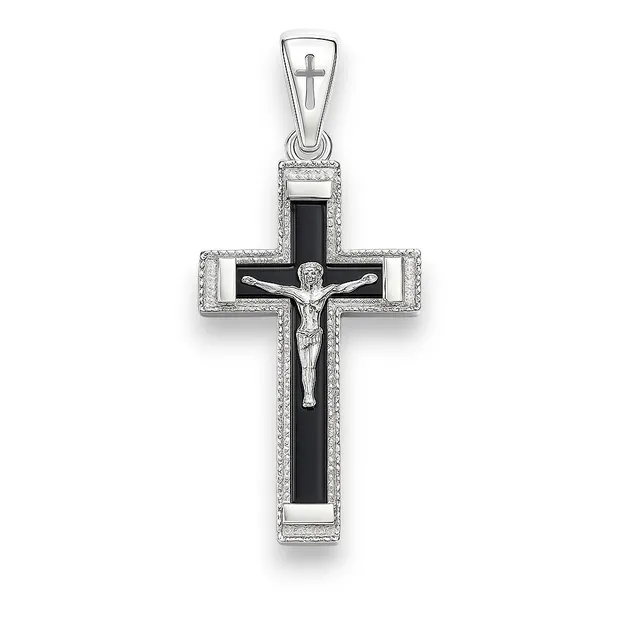 Срібний хрестик з каучуком Великий 