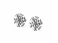 Silver stud earrings Snowflakes