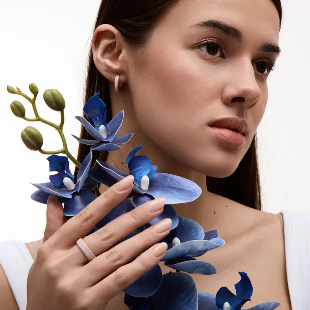 Срібний набір Кришталь в позолоті