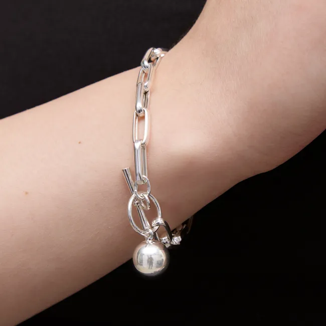 Серебряный браслет массивный с большим звеном  зображення 3