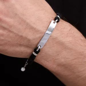 Срібний браслет зі вставками для гравіювання  зображення 3