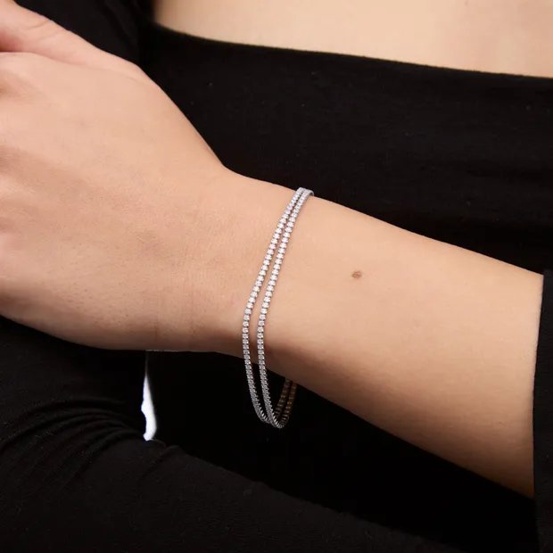 Серебряный Браслет Дорожка С Фианитами