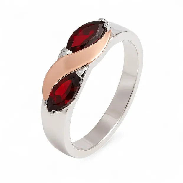 Серебряное кольцо с золотой вставкой Ада 