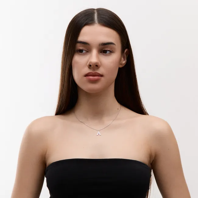 Срібне кольє буква А  зображення 2