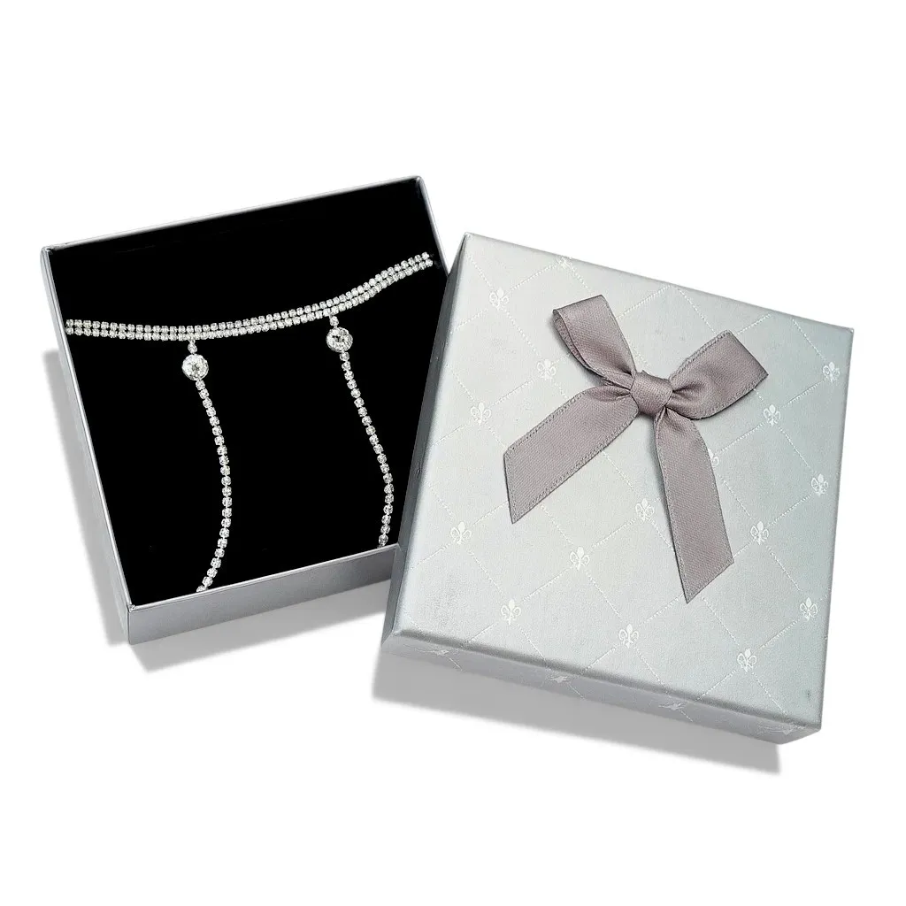 Срібний набір Доріжка з фіанітами та срібляста коробка