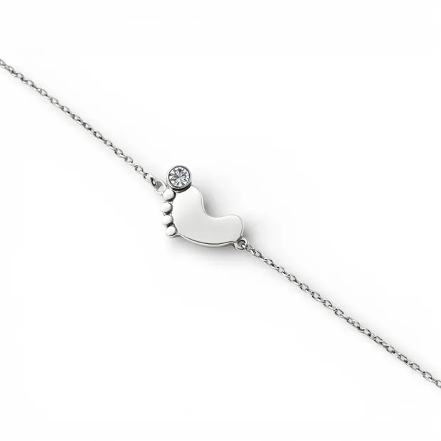 Серебряный браслет для мам Ножка