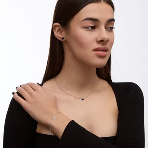 Срібний набір з чорною емаллю  зображення 2