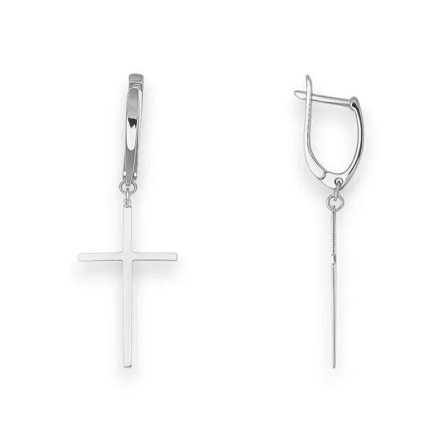 Срібні cережки англійська застібка Хрестики Стайл Великі  