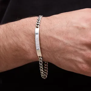 Срібний браслет панцирний з пластиною  зображення 3