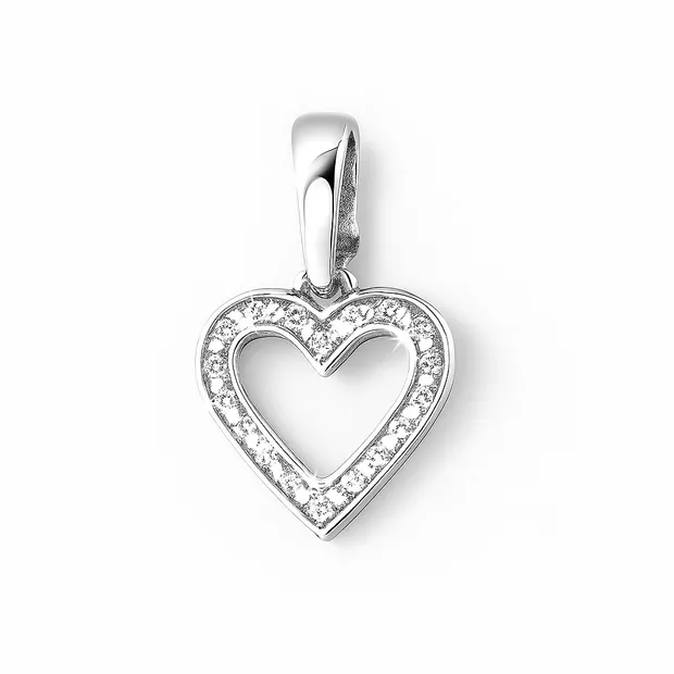 Silver pendant Heart with fianites