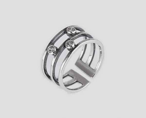 Серебряное кольцо фаланговое с фианитами 12067
