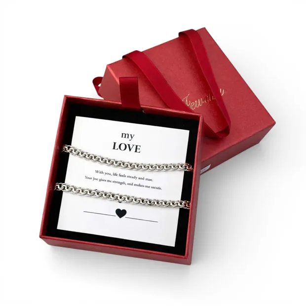 Срібний чоловічий браслет грецький бісмарк та листівка для коханого