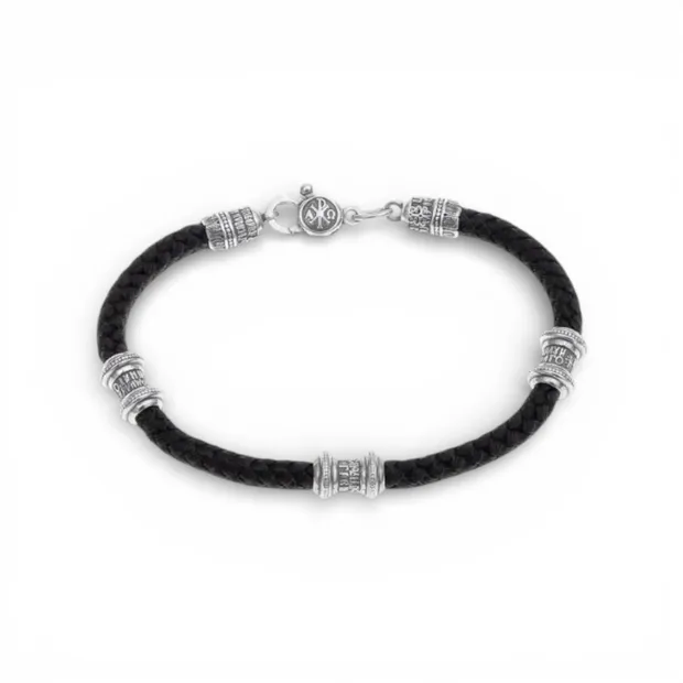 Silver silk bracelet wide with inserts Grace