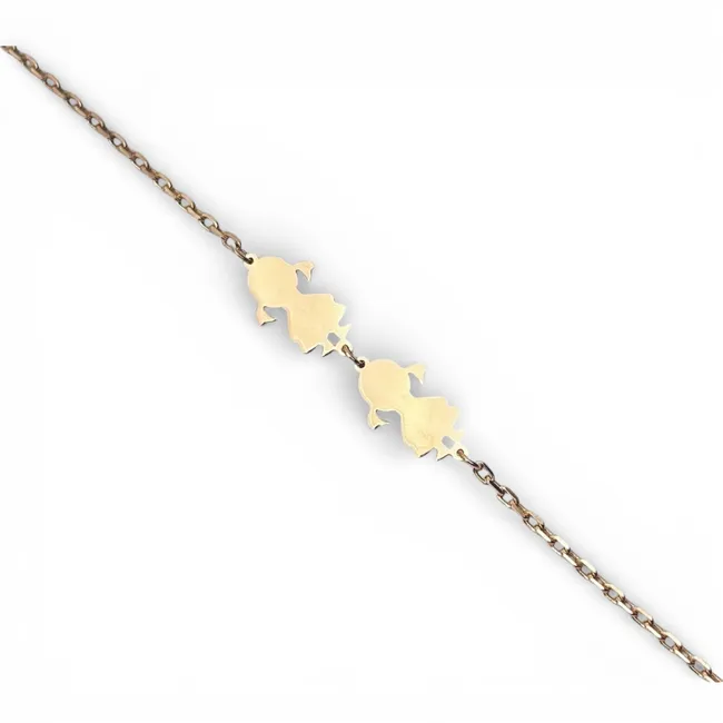 Срібний браслет для гравіювання з позолотою Дві донечки 