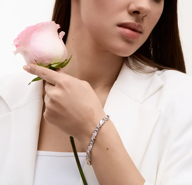 Срібний браслет з золотою напайкою Панна  зображення 2