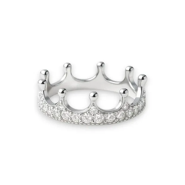 Срібна каблучка Корона з цирконієм