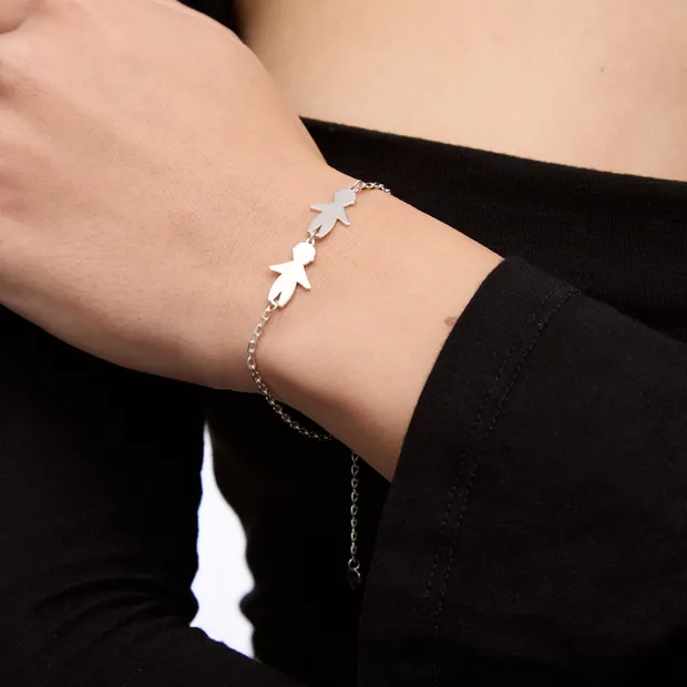 Серебрян браслет для гравировки с подвеской Два сыночка