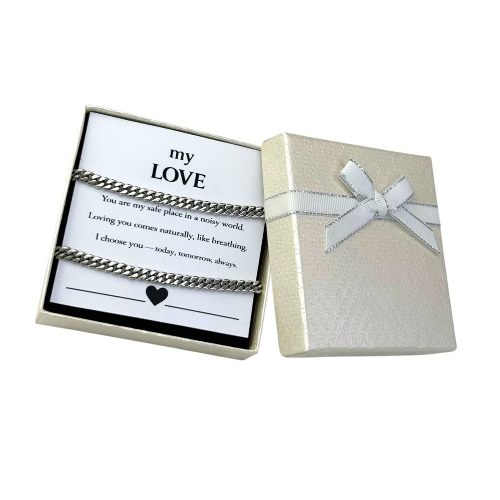 Срібний чоловічий ланцюжок Панцирний та листівка для коханого 