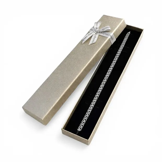 Срібний чоловічий ланцюжок Грецький бісмарк та Коробка під браслет "Happy everyday"