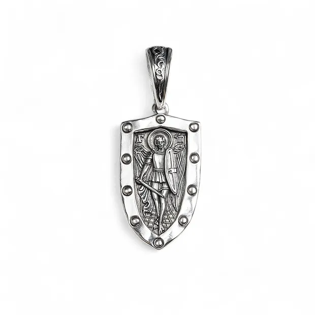 Silver pendant Shield Archangel