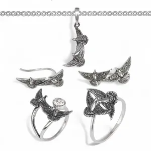 Срібний набір Голуби 