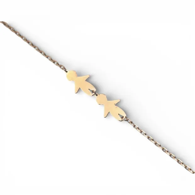 Срібний браслет для гравіювання з позолотою Два синочка