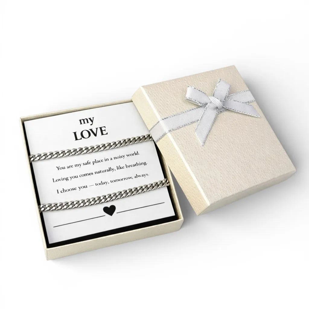 Срібний ланцюжок Панцирний та листівка для коханого 