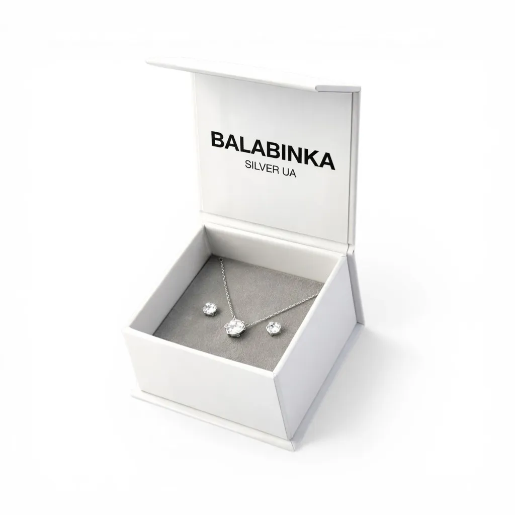 Подарунок для похресниці срібний набір Кристалик