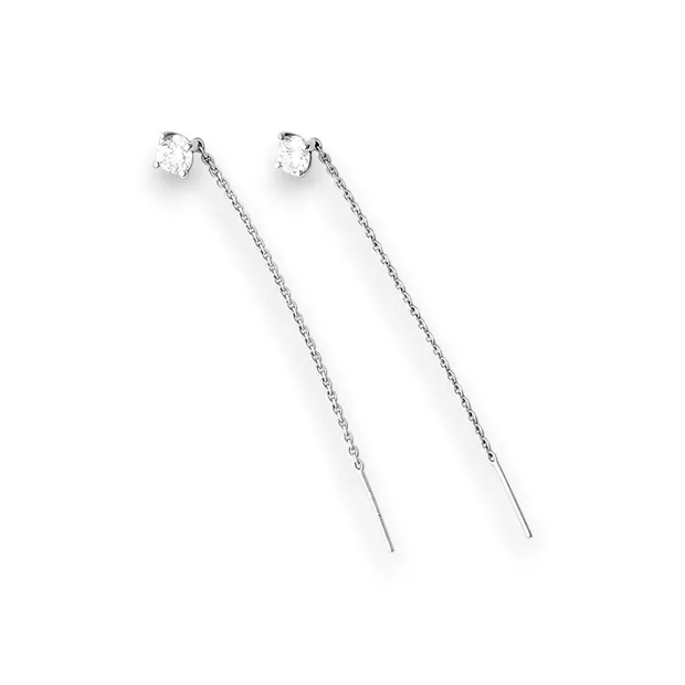 Silver earrings broaches with zirconium Classic