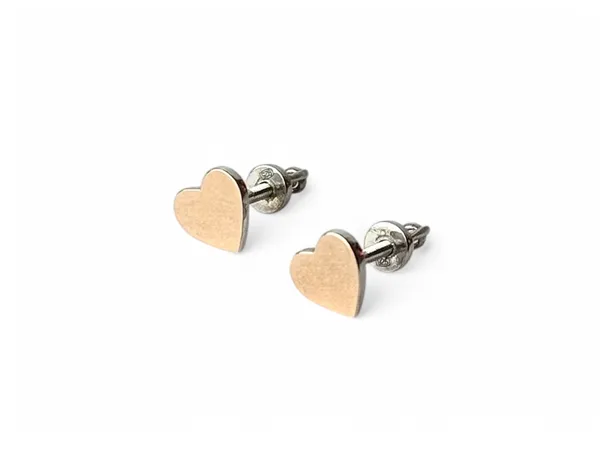 Silver earrings Hearts with gold plate