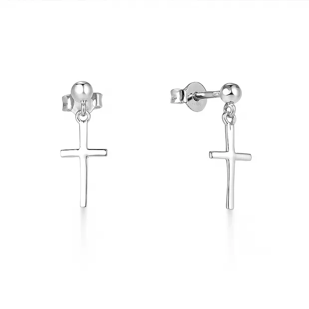 Silver Stud Earrings Crosses