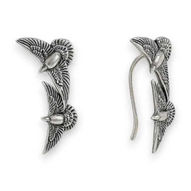 Silver earrings-climbers Pigeons 