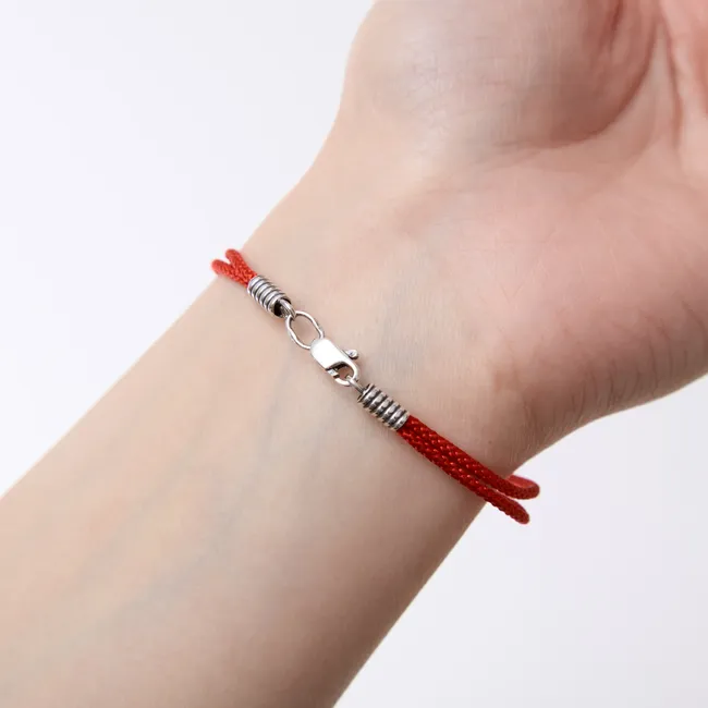 Шовковий браслет зі срібними вставками  зображення 4